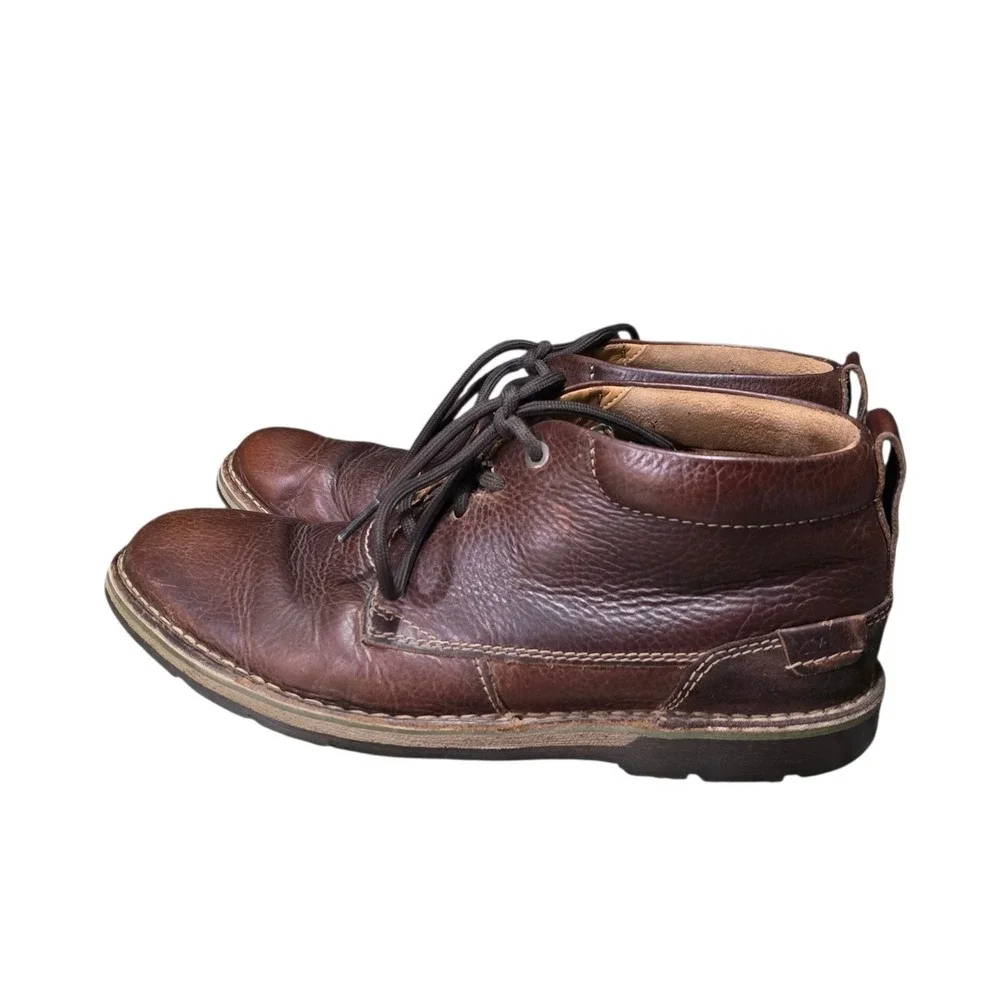 Clarks Mens Collection Edgewick Leather Chukka Mid Boots Dark Brown 9.5